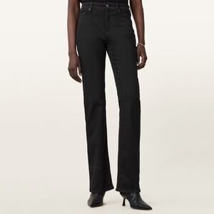 NWT AllSaints Haldan Slim Bootcut Jeans Black Mid Rise Comfort Stretch Size 27